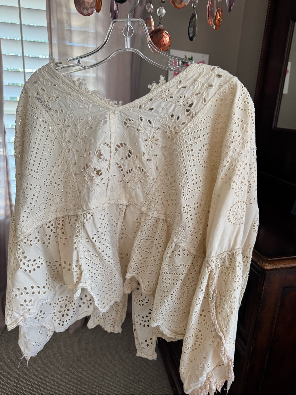 Magnolia Pearl Cream Eyelet Lace Peasant Blouse